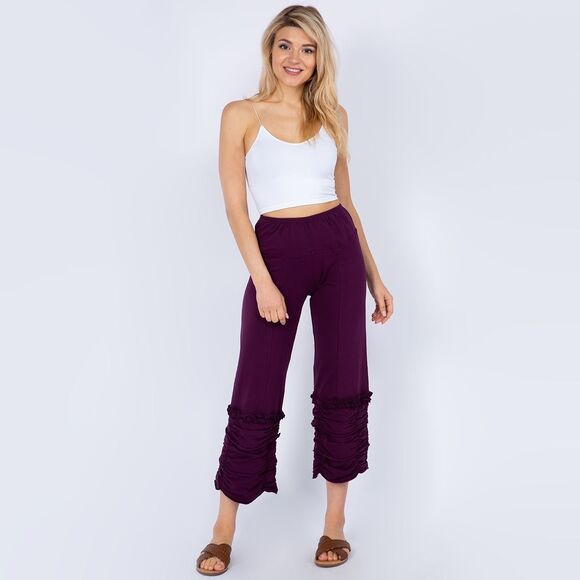 Avatar Clothing Cotton Lycra Back Embroidery Quarter Length Ruffle Crop Pants L - Picture 4 of 4